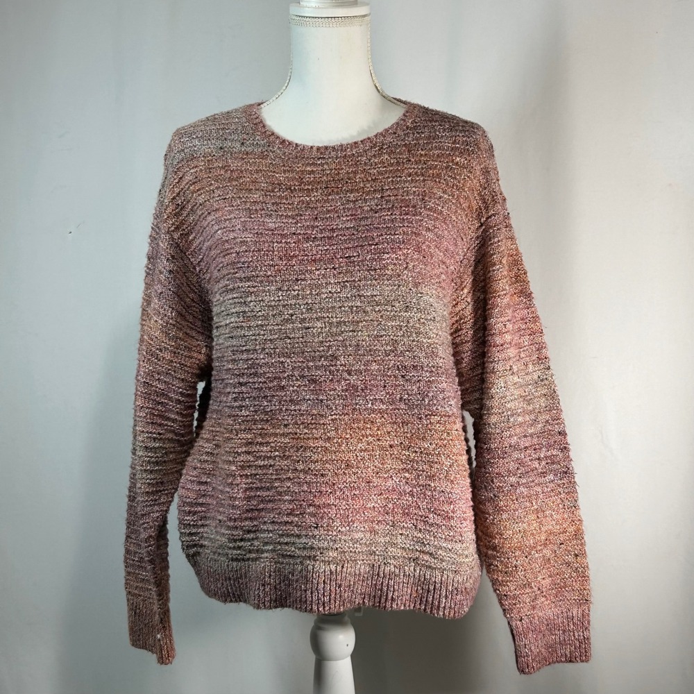 PureJILL Women's Multi Color Speckled Knit Crew Neck Sweater Size M